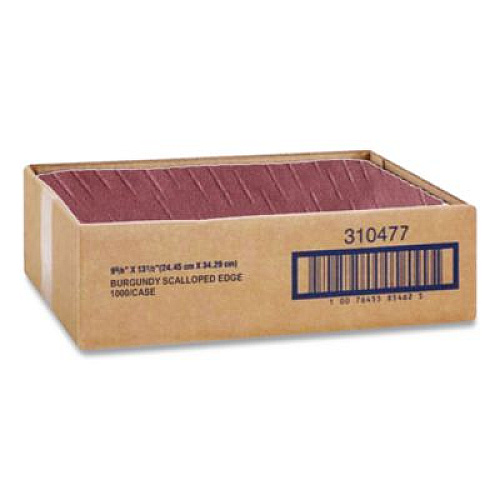 Hoffmaster Placemats, Smooth Surface, Scalloped Edges, 13.5" x 9.5", Burgundy, 1,000/Carton (310524)