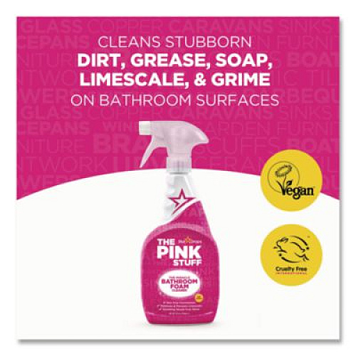 The Pink Stuff Miracle Bathroom Foam Cleaner, Fruity Scent, 25.4 oz Trigger Spray Bottle (823787)