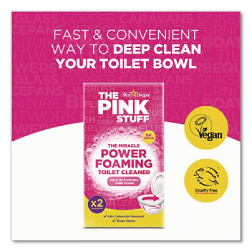 The Pink Stuff Miracle Power Foaming Toilet Cleaner, Fruity Scent, 3.5 oz Packet, 2 Packets/Box, 10 Boxes/Carton (824996CT)