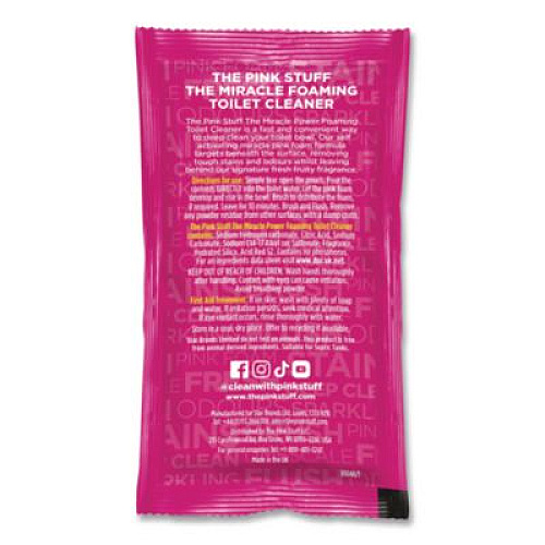 The Pink Stuff Miracle Power Foaming Toilet Cleaner, Fruity Scent, 3.5 oz Packet, 2 Packets/Box, 10 Boxes/Carton (824996CT)