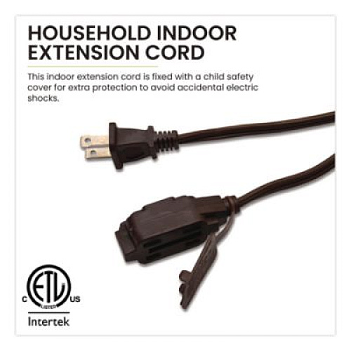 GoGreen Power Household Extension Cord, 15 ft, 13 A, Brown, 3/Pack (GG248153)