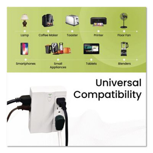 GoGreen Power 6 Outlet Swivel Wall Tap with Surge Protection, 1,000 J, White (GG16310TSW)