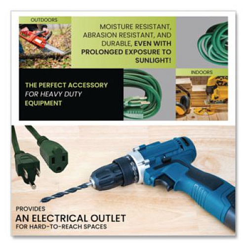 GoGreen Power 16 AWG Outdoor Extension Cord, 25 ft, 13 A, Green (GG13725GN)