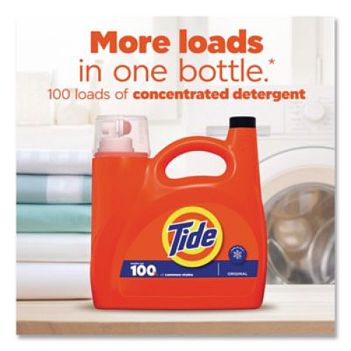 Tide HE Liquid Laundry Detergent, Original Scent, 100 Loads, 125 oz Pour Bottle, 4/Carton (12101)