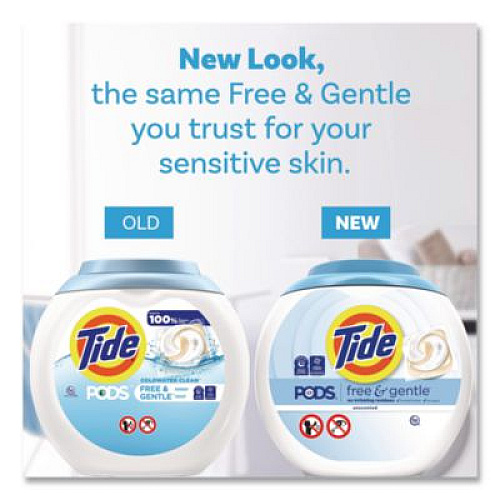 Tide PODS Laundry Detergent, Free and Gentle, HE Compatible, 56 oz Tub, 76 Pacs/Tub, 4 Tubs/Carton (09488CT)