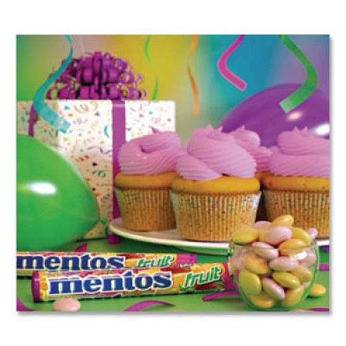 Mentos Chewy Mints, 1.32 oz, Mixed Fruit, 15 Rolls/Box (4181)