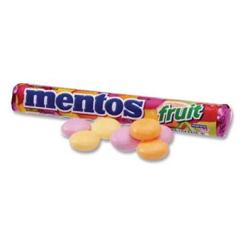 Mentos Chewy Mints, 1.32 oz, Mixed Fruit, 15 Rolls/Box (4181)