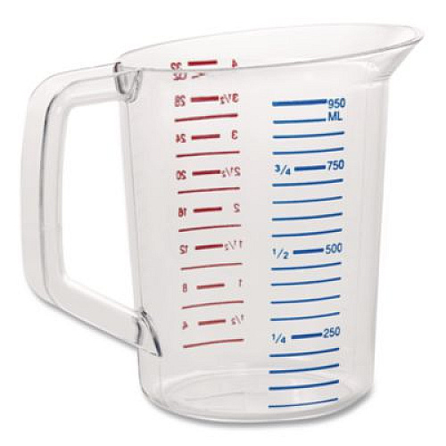 Rubbermaid Commercial Bouncer Measuring Cup, 32 oz, Plastic, Clear (3216CLE)