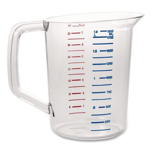 Rubbermaid Commercial Bouncer Measuring Cup, 2 qt, Plastic, Clear (3217CLE)