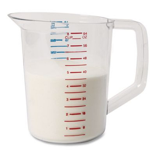 Rubbermaid Commercial Bouncer Measuring Cup, 2 qt, Plastic, Clear (3217CLE)