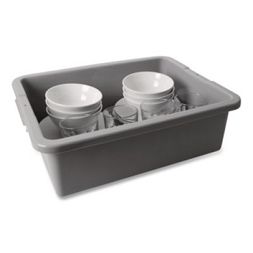 Rubbermaid Commercial Bus/Utility Box, 7.13 gal, 21.5" x 17.13" x 7", Gray (3351GRA)