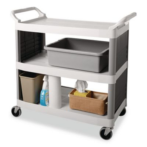 Rubbermaid Commercial Bus/Utility Box, 7.13 gal, 21.5" x 17.13" x 7", Gray (3351GRA)