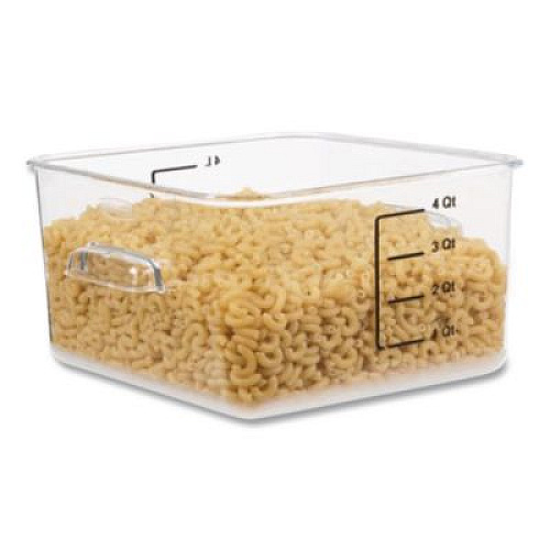 Rubbermaid Commercial SpaceSaver Square Containers, 4 qt, 8.8 x 8.75 x 4.75, Clear, Plastic (6304CLE)