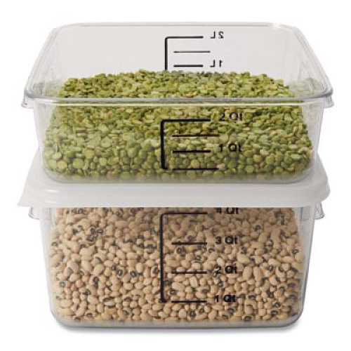 Rubbermaid Commercial SpaceSaver Square Containers, 4 qt, 8.8 x 8.75 x 4.75, Clear, Plastic (6304CLE)