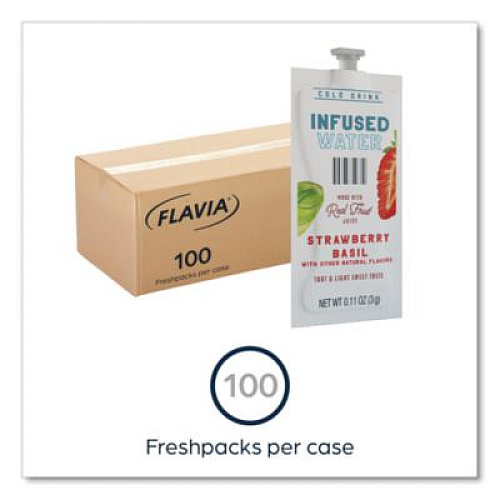 FLAVIA Strawberry Basil Infused Water Freshpack, 100/Carton (48053)
