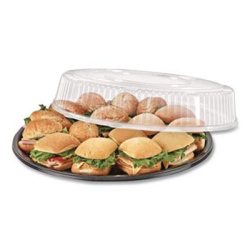 WNA Caterline Casuals Thermoformed Platters, 12" Diameter, Black. Plastic, 25/Carton (A512PBL)