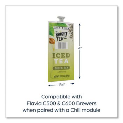 FLAVIA The Bright Tea Co. Iced Green Tea with Honey Freshpack, 100/Carton (48049)