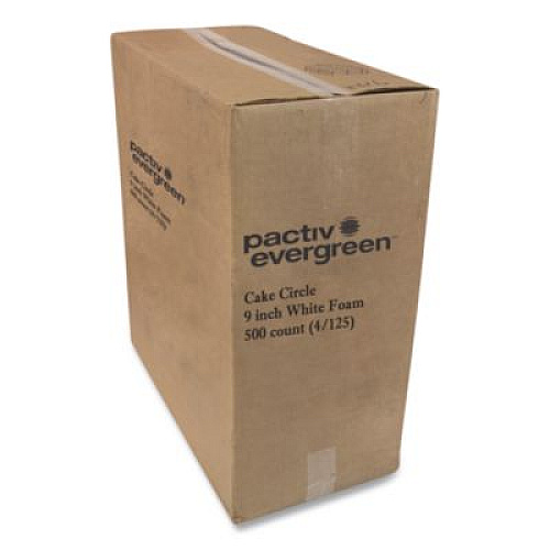 Pactiv Evergreen Cake Circle, 9" Diameter x 1" h, White, Foam, 125/Pack, 4 Packs/Carton (60900000)