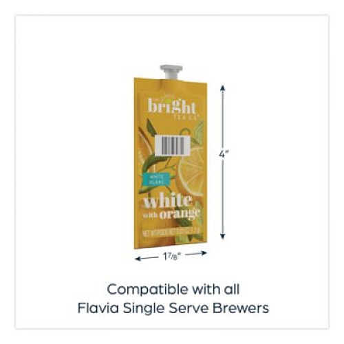 FLAVIA The Bright Tea Co. White with Orange Tea Freshpack, 100/Carton (48024)