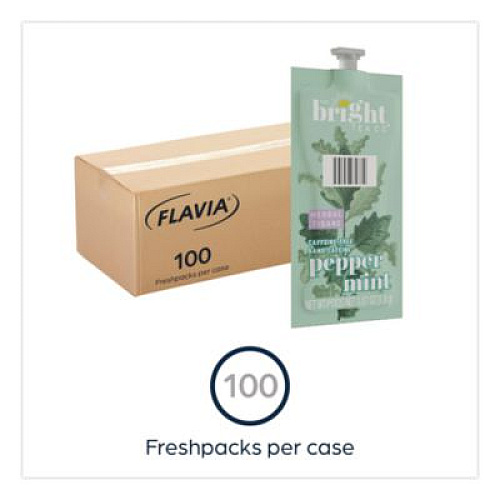 FLAVIA The Bright Tea Co. Peppermint Herbal Tea Freshpack, 100/Carton (48025)