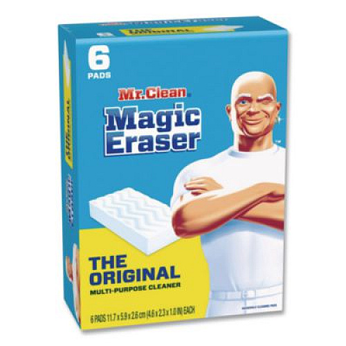 Mr. Clean Magic Eraser, 2.3 x 4.6, 1" Thick, White, 6/Pack (79009PK)