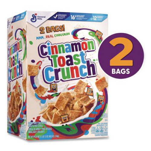 Cinnamon Toast Crunch Cereal, Cinnamon, 2 Bags/Box, 49.5 oz Box (22002621)