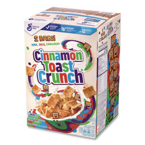 Cinnamon Toast Crunch Cereal, Cinnamon, 2 Bags/Box, 49.5 oz Box (22002621)