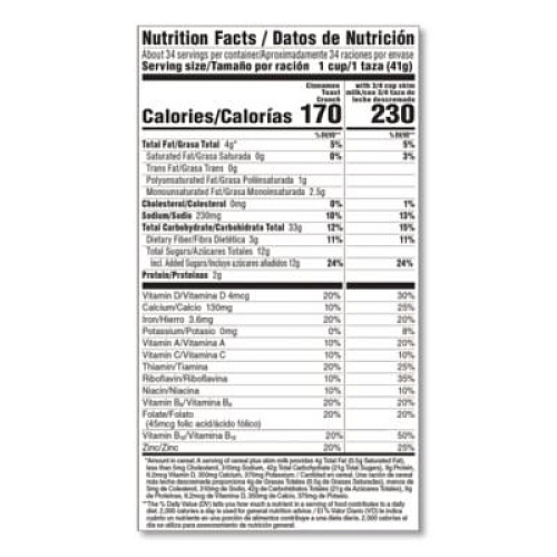 Cinnamon Toast Crunch Cereal, Cinnamon, 2 Bags/Box, 49.5 oz Box (22002621)