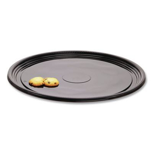 WNA Caterline Casuals Thermoformed Platters, 18" Diameter, Black, Plastic, 25/Carton (A518PBL)