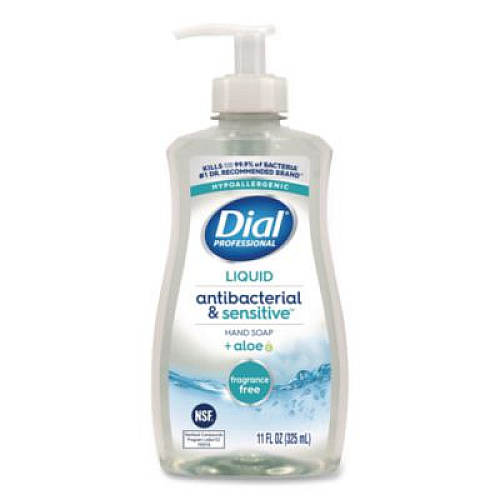 Dial Professional Antibacterial and Sensitive Fragrance-Free Liquid Hand Soap, Unscented, 11 oz, 12/Carton (35476)