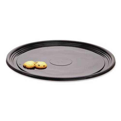 WNA Caterline Casuals Thermoformed Platters, 16" Diameter, Black, Plastic, 25/Carton (A516PBL)