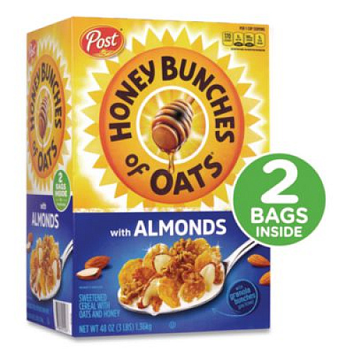 Post Honey Bunches of Oats with Almonds, 2 Bags/Box, 48 oz Box (22002622)