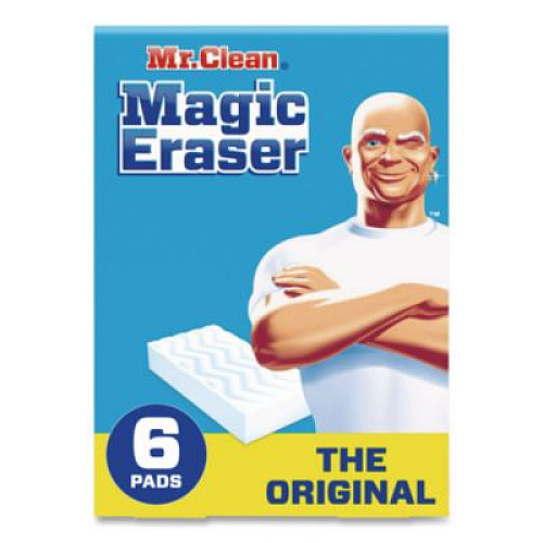 Mr. Clean Magic Eraser, 2.3 x 4.6, 1" Thick, White, 6/Pack, 6 Packs/Carton (79009)