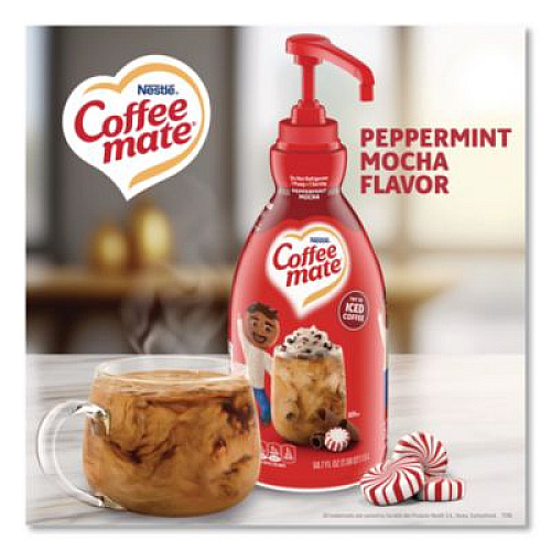 Coffee mate Liquid Creamer Pump Bottle, Peppermint Mocha, 1.5 L Pump Bottle, 2/Carton (29600CT)