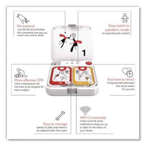 CARDIACT LIFEPAK CR2 Cellular Defibrillator, Fully Automatic, English/Spanish, Handle (99512001714)