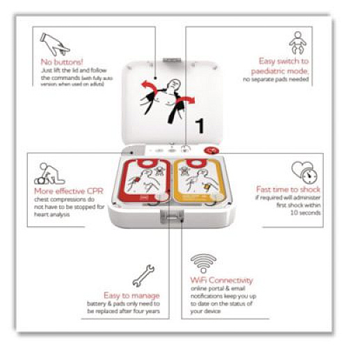 CARDIACT LIFEPAK CR2 Cellular Defibrillator, Fully Automatic, English/Spanish, Bag (99512001713)