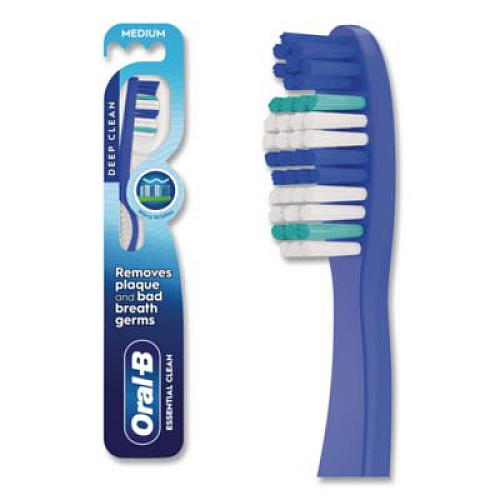 Oral-B Essential Clean Toothbrush, Unscented, Blue/White, 72/Carton (10904)