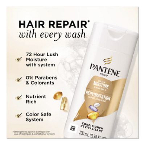 Pantene Pro V Daily Moisture Renewal Conditioner, Unscented, 3.38 oz, 24/Carton (18087)