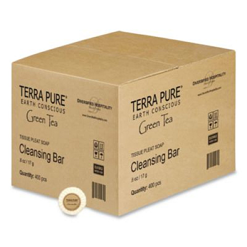 Diversified Hospitality Solutions Terra Pure Cleansing Bar, Green Tea Lemongrass Scent, 0.6 oz Bar, 400/Carton (002041)