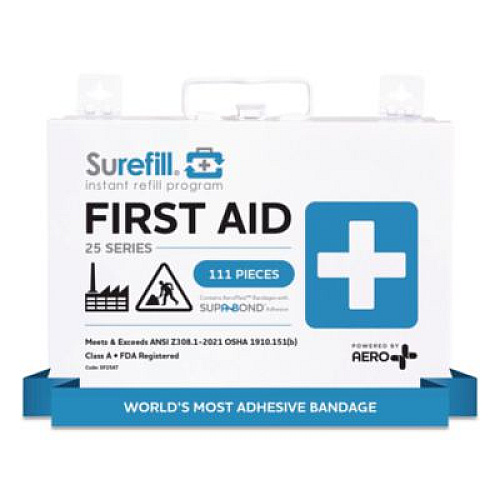 SUREFILL 25 ANSI 2021 A+ First Aid Kit with Metal Case, 111 Pieces (SF25AT)