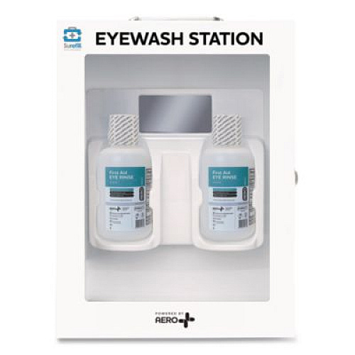 SUREFILL First Aid Station - First Aid, Eyewash, AED 360P, 4 Pieces, Metal Case (SFFASP2)