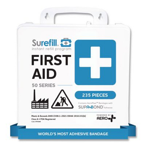 SUREFILL 50 Series ANSI A+ First Aid Kit - Weatherproof Plastic Case, 50 Person, 235 Pieces (SF50AW)