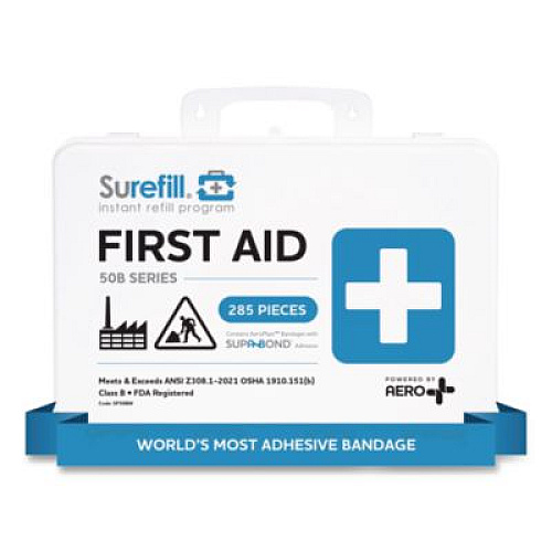 SUREFILL 50 Series ANSI 2021 B First Aid Kit - Weatherproof Plastic Case, 50 Person, 285 Pieces (SF50BW)