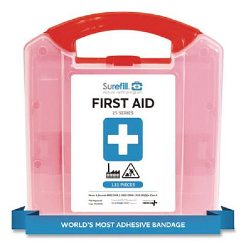 SUREFILL 25 Series ANSI A+ First Aid Kit - Plastic Retail Case, 25 Person, 111 Pieces (SF25ANR)
