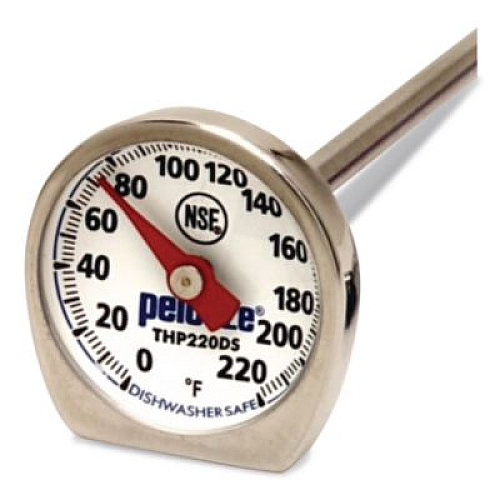 Rubbermaid Commercial Dishwasher-Safe Industrial-Grade Analog Pocket Thermometer, 0F to 220F (THP220DS)