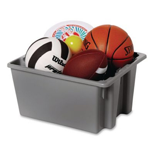 Rubbermaid Commercial Palletote Box, 9.72 gal, 19.5" x 15.5" x 10", Gray, 10/Carton (1721GRACT)