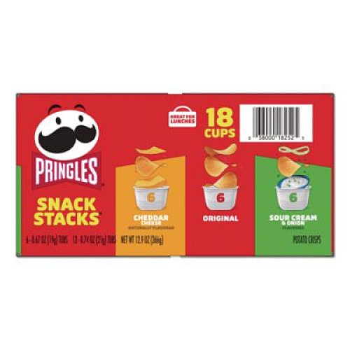 Pringles Snack Stacks, Assorted Flavors, 18 Cups/Carton (18252)