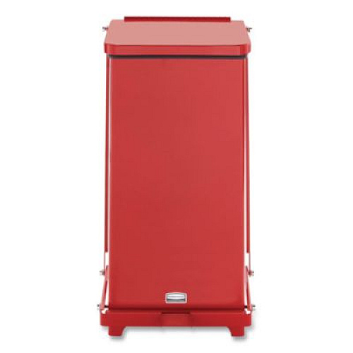 Rubbermaid Commercial Defenders Heavy-Duty Steel Step Can, 6.5 gal, Steel, Red (ST12EPLRD)