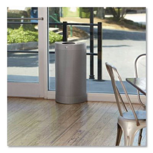 Rubbermaid Commercial Designer Line Silhouettes Waste Receptacle, 12 gal, Steel, Silver Metallic (SH12EPLSM)