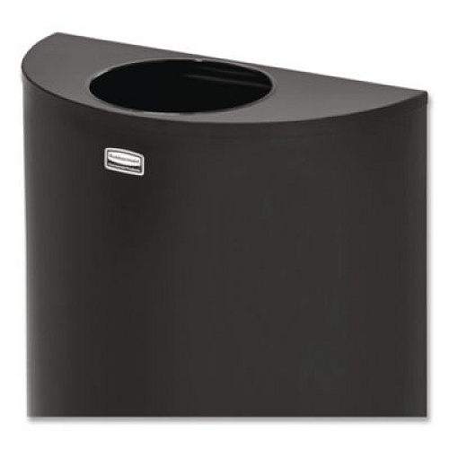 Rubbermaid Commercial European and Metallic Series Open Top Half-Round Receptacle, 12 gal, Steel, Black/Chrome (SO1220B)